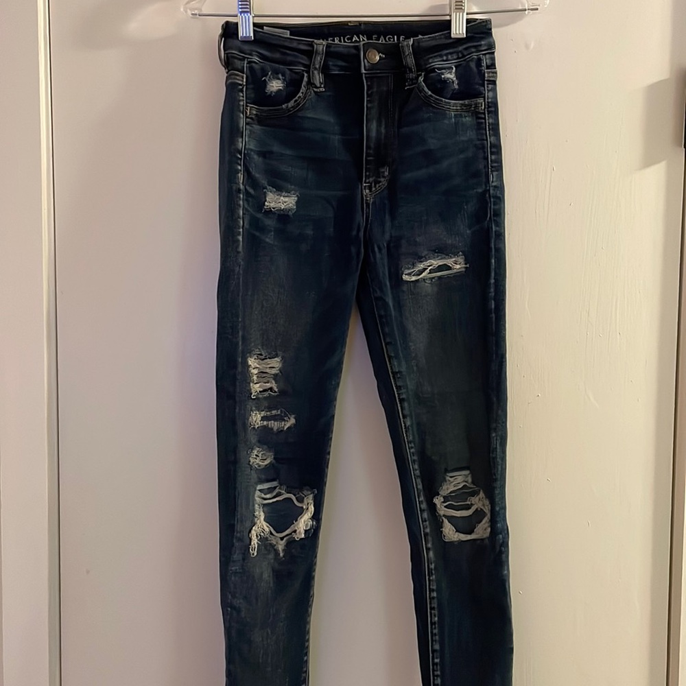 High rise distressed jeans